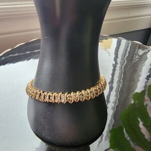 Vintage 10k gold and diamond tennis bracelet